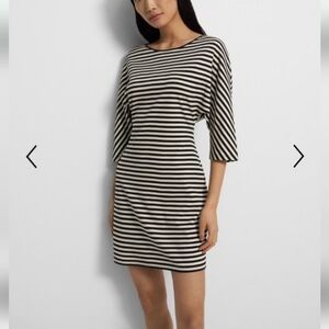 Theory Essential Tee Shirt Dress in Striped Cotton Jersey Mini Length Size 0 XS